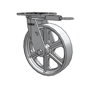 Albion 8" x 2" Cast Iron Swivel Caster – 1250 lb