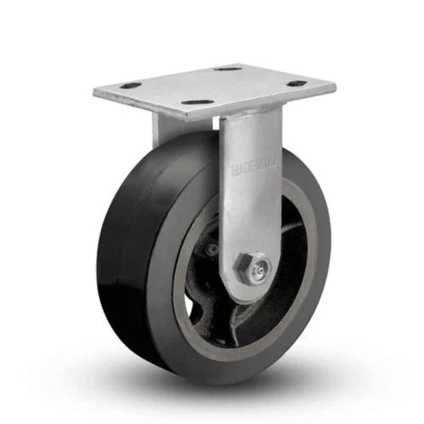 Albion Casters 4" x 2" Floor Protective - Rigid Caster - Black Rubber on Iron Wheel, Maintenance-Free, 300 lb Capacity - Made in USA - Model 16MR04201R Albion-Casters