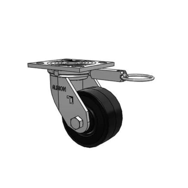 Albion Casters 4" x 2" Industrial Line -  Rubber on Iron Wheel Caster with 4" x 4.5" Plate - Heavy-Duty, Maintenance-Free, 300 lb Capacity - 16MR04201SL Albion-Casters