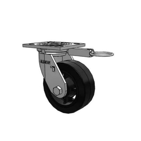 Albion Casters 5" x 2" Industrial Line - Rubber on Iron Wheel Caster with Swivel Lock and 4" x 4.5" Plate - 16MR05201SL | Heavy-Duty, Maintenance-Free Caster for Industrial Applications Albion-Casters