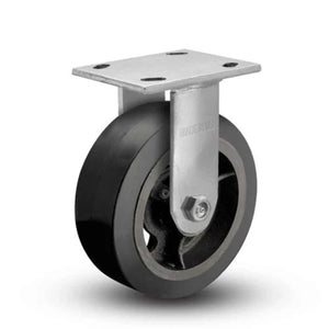 Albion 16MR08201R 8" x 2" Black Rubber on Iron Rigid Caster – 600 lb