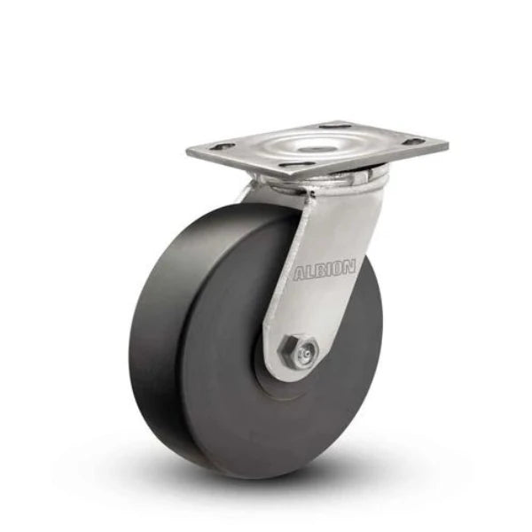 Albion Casters 4" x 2" USA-Rig Swivel Caster with Solid Nylon Wheel & 4" x 4.5" Plate - Durable Floor Protective Caster for Smooth Mobility Albion-Casters
