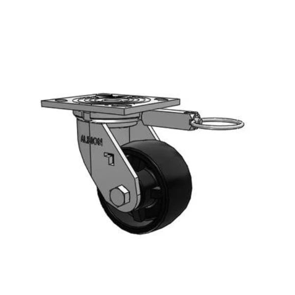 Albion Casters 4" x 2" Industrial Caster with Polypropylene Wheel, 4" x 4.5" Plate & Swivel Lock - USA Rig Heavy-Duty for Reliable Performance Albion-Casters