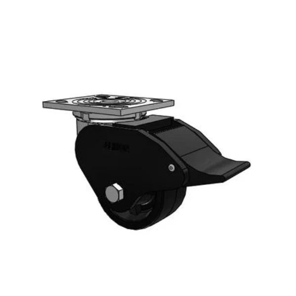 Albion Casters 4" x 2" Industrial Line - Caster - USA Rig Polypropylene Wheel with Delrin Bearing, Top Total Lock, and 4" x 4.5" Plate - Model 16PB04251ST Albion-Casters