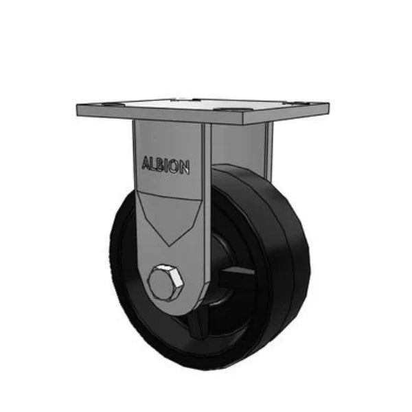 Albion Casters 5" x 2" Industrial Line - USA Rig Polypropylene Wheel Rigid Caster with 4" x 4.5" Plate - High-Durability Industrial Caster for Heavy-Duty Applications Albion-Casters