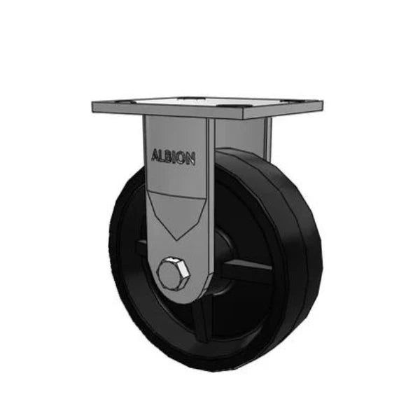 Albion Casters 6" x 2" Industrial Line - Polypropylene Wheel Rigid Caster - USA Rig Design with 4" x 4.5" Plate, Model 16PB06251R - Heavy-Duty Durability for Industrial Use Albion-Casters
