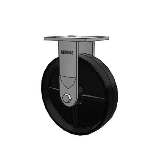 Albion Casters 8" x 2" Industrial Line USA Rig Polypropylene Wheel Rigid Caster with 4" x 4.5" Plate - Heavy-Duty Caster for Industrial Applications | Model 16PB08251R Albion-Casters