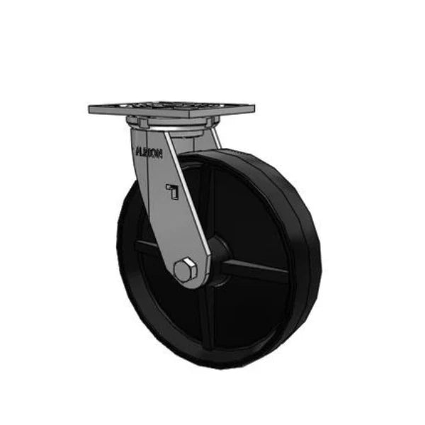 Albion Casters 8" x 2" Industrial Polypropylene Wheel Caster - Heavy-Duty USA Rig with 4" x 4.5" Plate, Model 16PB08251S Albion-Casters