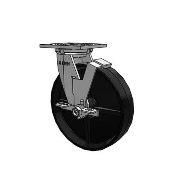 Albion Casters 8" x 2" Industrial Side Lock Caster - Polypropylene Wheel with 4" x 4.5" Plate, USA-Made, Heavy-Duty Load Capacity Albion-Casters