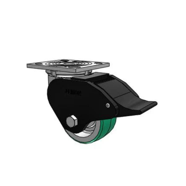 Albion Casters 4" x 2" Industrial Line Rigid Caster - USA-Made Polyurethane-on-Aluminum Wheel with Top Total Lock & 4" x 4-1/2" Plate | Model 16PD04201ST Albion-Casters