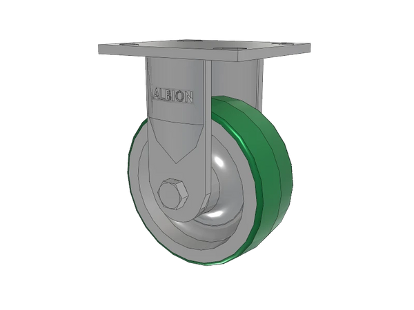 Albion Casters 5" x 2" USA-Rig Rigid Caster with Green Polyurethane-on-Aluminum Wheel and 4" x 4-1/2" Top Plate - Heavy-Duty Industrial Caster 16PD05201R Albion-Casters