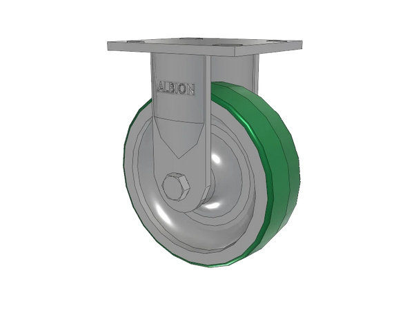 Albion 6" x 2" USA-Rig Rigid Caster with Green Polyurethane-on-Aluminum Wheel, 4" x 4.5" Top Plate - Model 16PD06201R for Heavy-Duty Industrial Use Albion-Casters