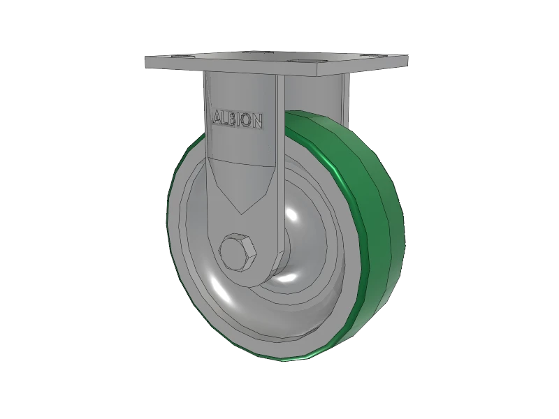 Albion 6" x 2" USA-Rig Rigid Caster with Green Polyurethane-on-Aluminum Wheel, 4" x 4.5" Top Plate - Model 16PD06201R for Heavy-Duty Industrial Use Albion-Casters