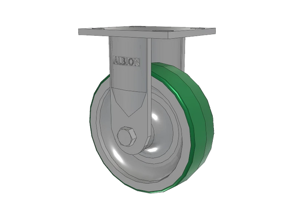 Albion Casters 6" x 2" USA-Rig Rigid Caster - 7.5" High Polyurethane-on-Aluminum Wheel with 4" x 4.5" Plate - 16PD06201RHR60 for Heavy-Duty Industrial Applications Albion-Casters