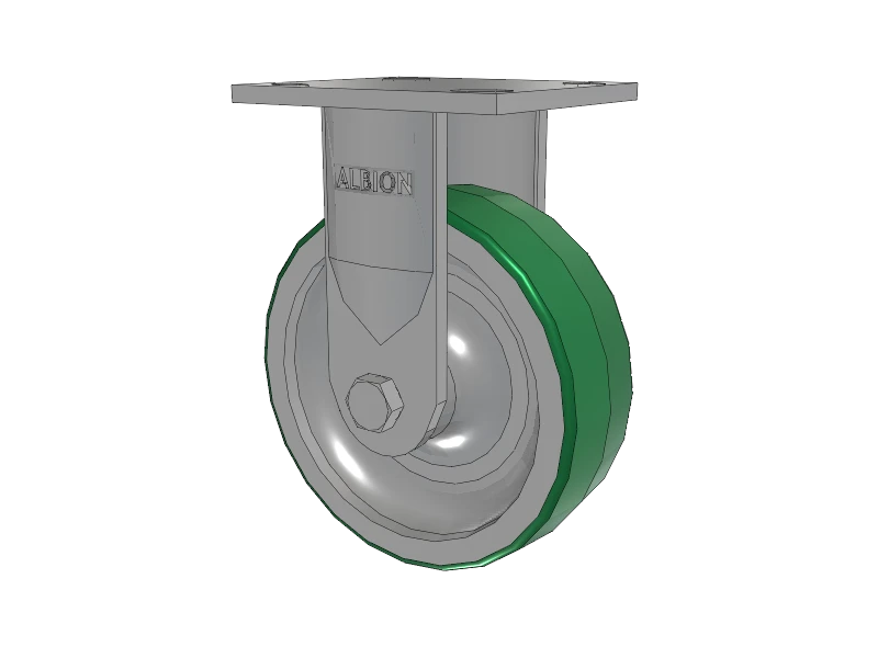Albion Casters 6" x 2" USA-Rig Rigid Caster - 7.5" High Polyurethane-on-Aluminum Wheel with 4" x 4.5" Plate - 16PD06201RHR60 for Heavy-Duty Industrial Applications Albion-Casters