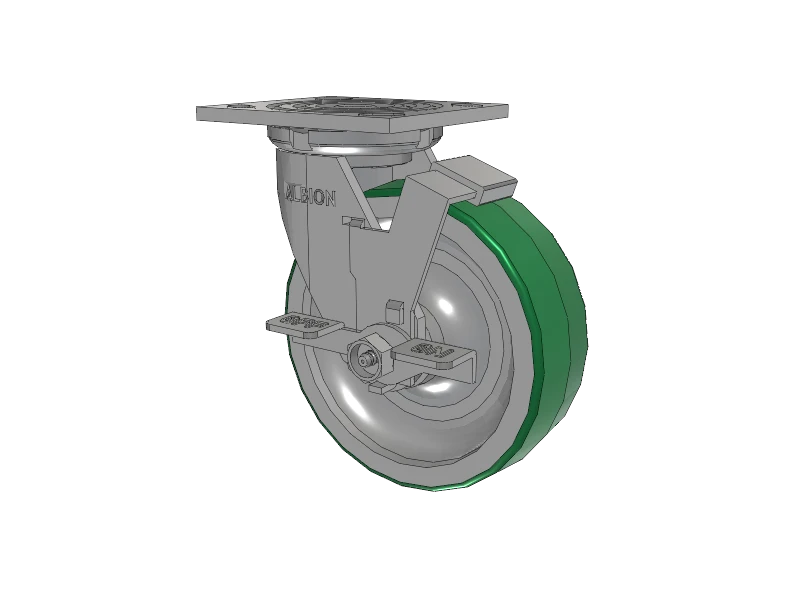Albion Casters 6" x 2" USA-Rig Side Locking Caster - Green Polyurethane-on-Aluminum Wheel, 4" x 4.5" Plate - Model 16PD06201SFBA Albion-Casters