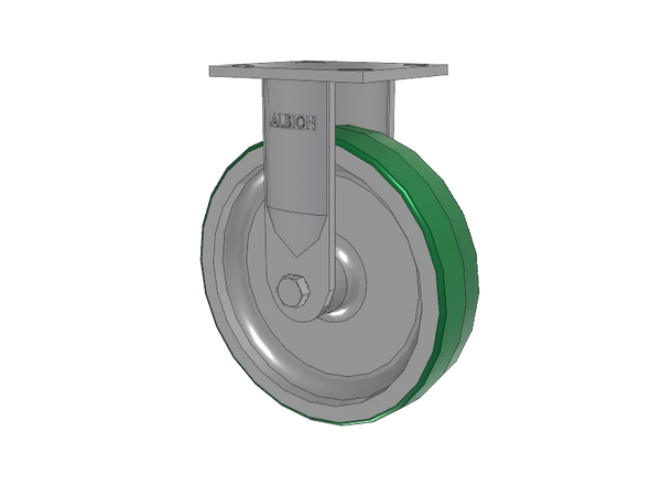 Albion Casters 8" x 2" USA-Rig Rigid Caster with Green Polyurethane-on-Aluminum Wheel and 4" x 4-1/2" Top Plate - Heavy-Duty Industrial Caster for Superior Durability and Smooth Mobility Albion-Casters