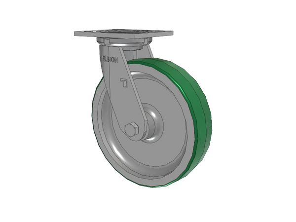 Albion Casters 8" x 2" USA-Rig Swivel Caster with Green Polyurethane-on-Aluminum Wheel & 4" x 4.5" Top Plate - Model 16PD08201S | High-Durability Industrial Caster Albion-Casters