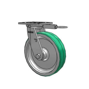 Albion 16PD08201SL 8" x 2" Poly-on-Aluminum Caster – 4" x 4.5" Plate