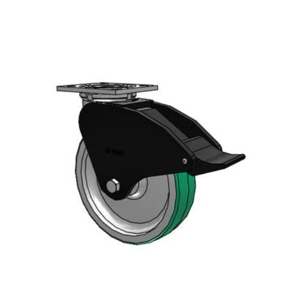 Albion Casters 8" x 2" Industrial Line Caster - USA-Made Polyurethane-on-Aluminum with Top Total Lock, 4" x 4.5" Plate - Heavy-Duty Performance for Industrial Use | Model 16PD08201ST Albion-Casters