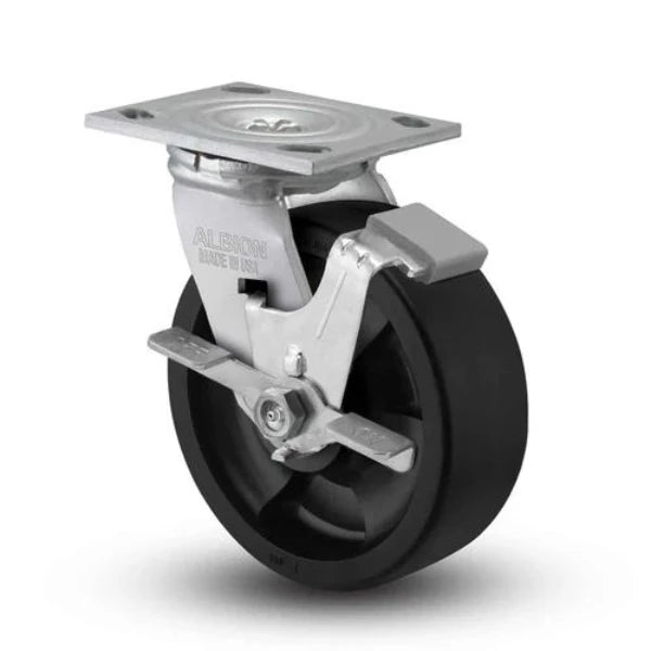 Albion Casters 6" x 2" USA Rig Side Locking Caster | Reinforced Polypropylene Wheel | Heavy-Duty Industrial Caster with Secure Locking Mechanism - Model 16RT06201SFBA Albion-Casters