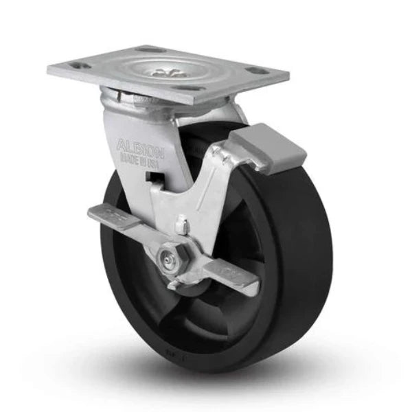 Albion Casters 8" x 2" Industrial Side Locking Rig Caster with Reinforced Polypropylene Wheel - USA Made, Model 16RT08201SFBA Albion-Casters