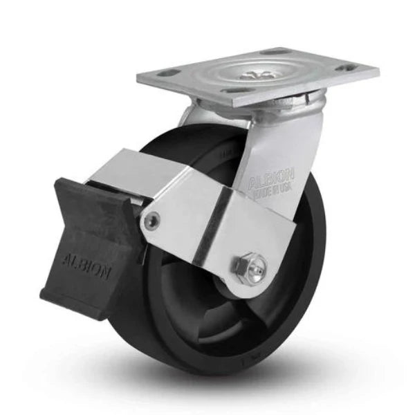 Albion Casters 8" x 2" Industrial Rig Top Locking Caster | Reinforced Polypropylene Wheel | Heavy-Duty USA Manufacturing - Model 16RT08201SFBE Albion-Casters