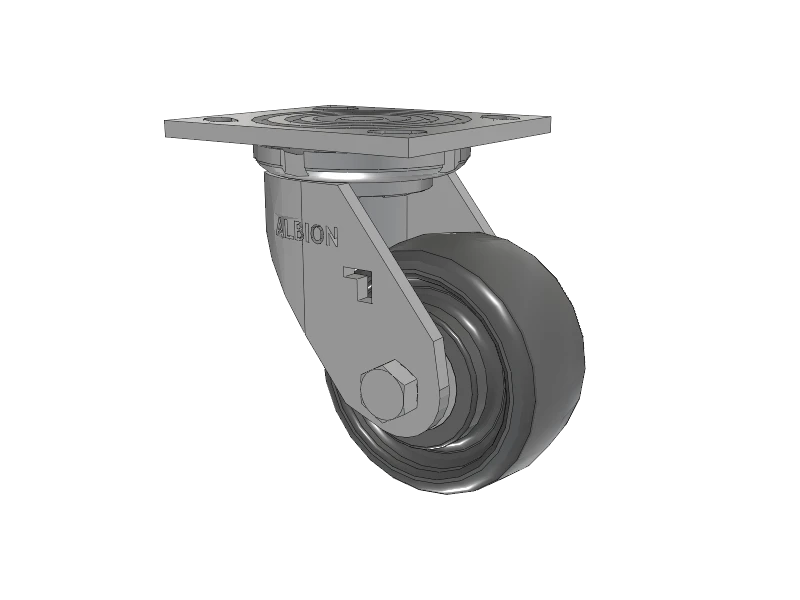 Albion Casters Solid Elastomer Wheel Swivel Caster 4" x 2" with Heavy-Duty Plate 4" x 4.5" - Robust Industrial Performance | Model 16SE04228S Albion-Casters