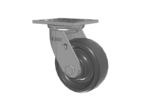 Albion Casters 5" x 2" Solid Elastomer Wheel Rigid Caster - Heavy-Duty Plate 4" x 4.5" | USA-Made | Superior Load Support & Shock Absorption - Model 16SE05228S Albion-Casters