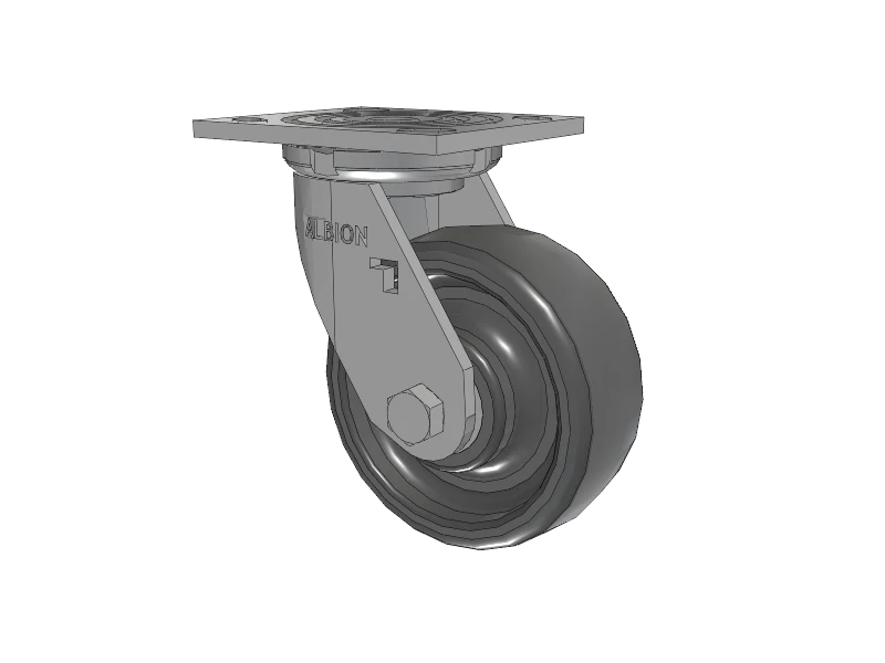 Albion Casters 5" x 2" Solid Elastomer Wheel Rigid Caster - Heavy-Duty Plate 4" x 4.5" | USA-Made | Superior Load Support & Shock Absorption - Model 16SE05228S Albion-Casters