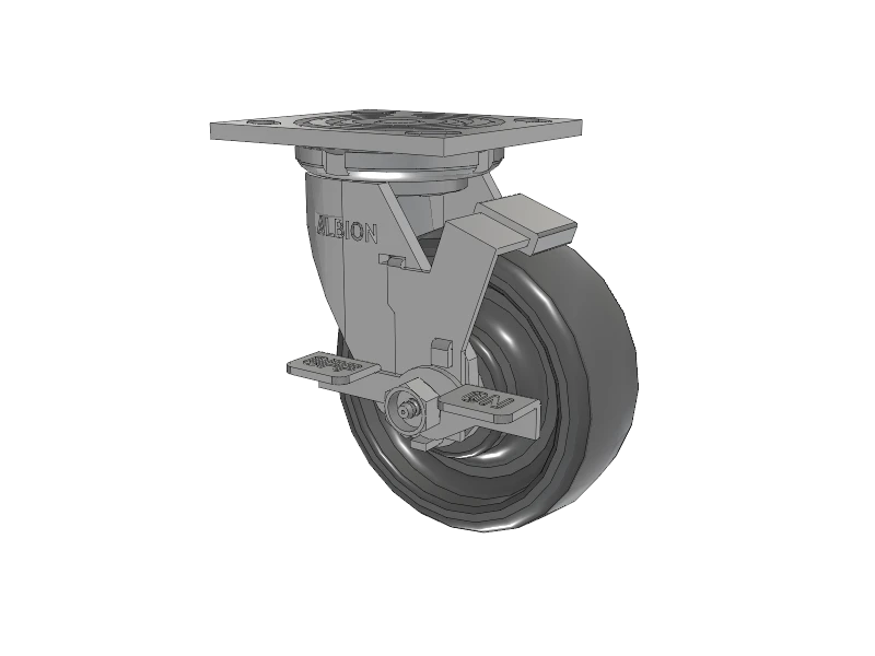 Albion Casters 5-inch Solid Elastomer Side-Lock Caster | 4x4.5 Plate, High Load Capacity - Model 16SE05228SFBA Albion-Casters