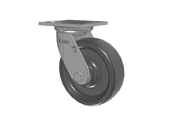 Albion Casters USA 6" x 2" Solid Elastomer Wheel Swivel Caster with 4" x 4.5" Plate – Heavy-Duty, Shock-Absorbing, Made in USA Albion-Casters