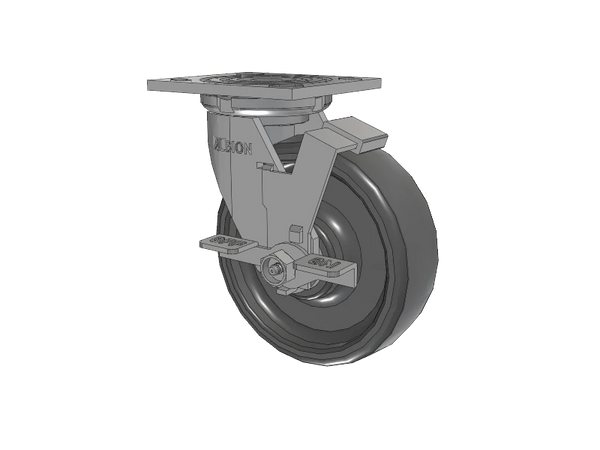 Albion Casters USA 6" x 2" Solid Elastomer Wheel Side-Lock Industrial Caster with 4" x 4.5" Plate - Heavy-Duty Mobility Solution - 16SE06228SFBA Albion-Casters