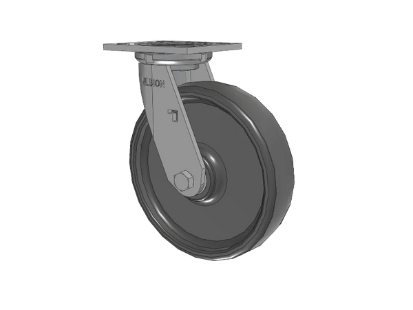 Albion Casters USA 8" x 2" Solid Elastomer Wheel Caster | Heavy-Duty Rigid Caster with 4" x 4.5" Plate for Industrial Use - 16SE08228S Albion-Casters
