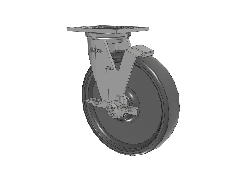 Albion Casters USA 8" x 2" Solid Elastomer Wheel Side-Lock Caster with 4" x 4.5" Plate | Heavy-Duty Industrial Caster for Smooth & Secure Movement - Model 16SE08228SFBA Albion-Casters
