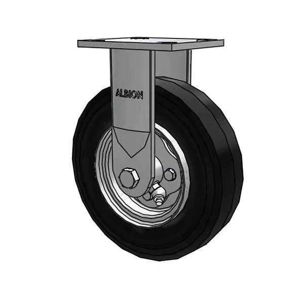 Heavy-Duty 8"x2" Black Pneumatic Wheel Caster with 4"x4.5" Plate & 210lb Load Capacity Albion-Casters