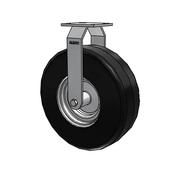 Heavy-Duty 13"x4.1" Black Pneumatic Wheel Rigid Caster with 4" Plate - 445 lb Load Capacity Albion-Casters