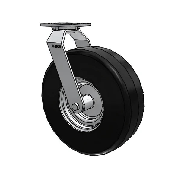 Heavy-Duty 13"x4.1" Black Pneumatic Wheel Swivel Caster with 4" Plate - 445 lb Load Capacity Albion-Casters