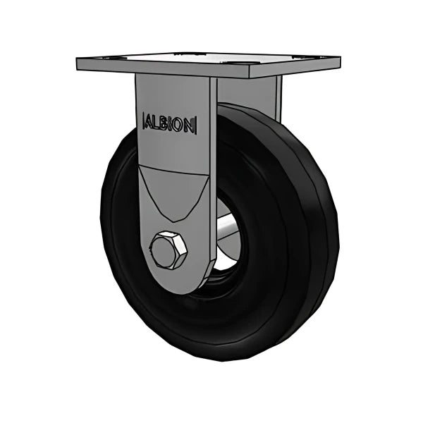 USA-Rig 6.2"x2" Black Pneumatic Wheel Caster with 4.5"x4" Plate - 200lb Load Capacity Albion-Casters