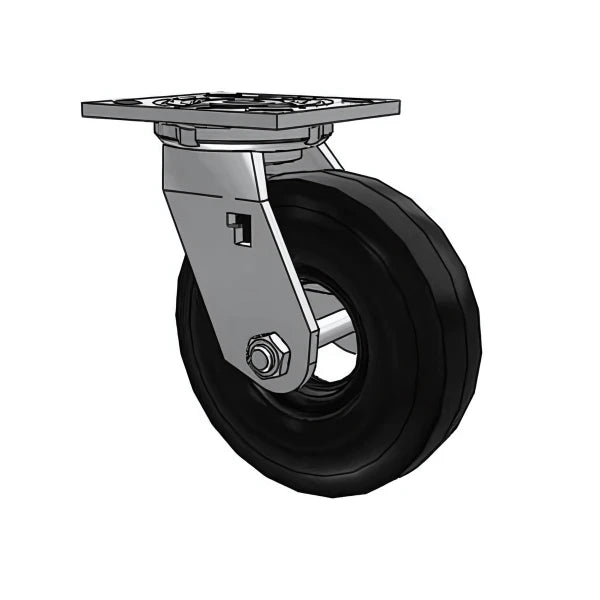 USA-Rig 6.2"x2" Black Pneumatic Wheel Caster with 4.5"x4" Plate - 200lb Load Capacity Albion-Casters