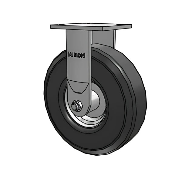 Heavy-Duty 8.6" Pneumatic Rigid Caster with 4.5" x 4" Plate - 350 lb Load Capacity Albion-Casters