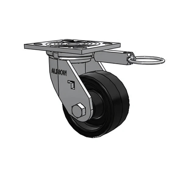 USA-Made 4"x2" Phenolic Caster: 800lb Capacity, Swivel Lock, 4"x4.5" Plate Albion-Casters