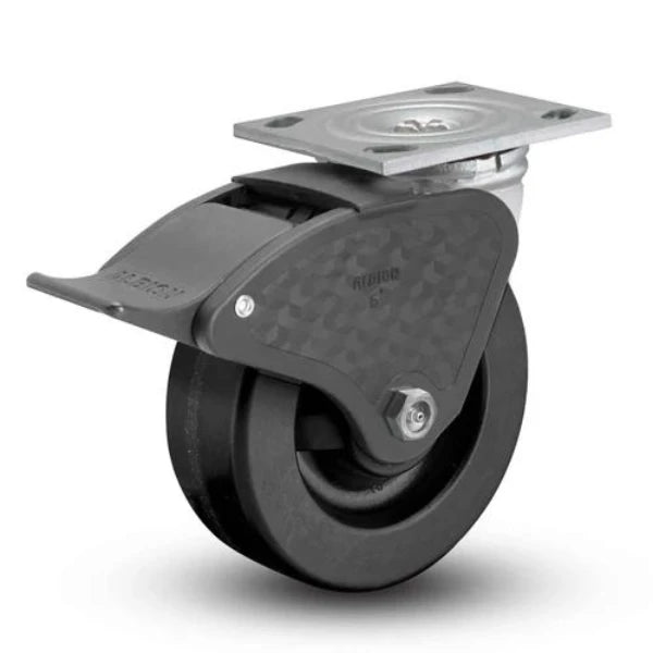 Albion Casters 4" x 2" USA-Made Top Total Lock Caster with Phenolic Wheel and 4" x 4.5" Top Plate - Heavy-Duty, Secure Locking Caster for Equipment and Machinery Albion-Casters