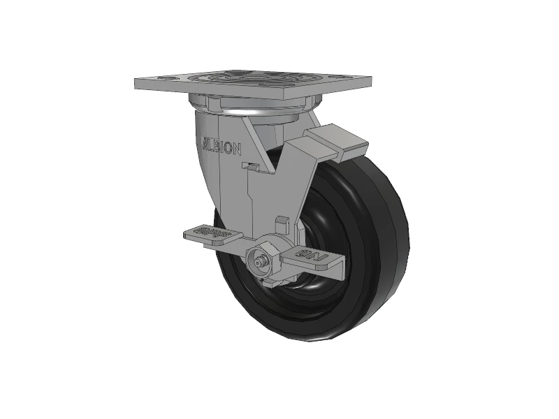 Albion Casters 5" x 2" Side Locking Caster - USA-Made Phenolic Wheel with 4" x 4-1/2" Top Plate, Heavy-Duty Industrial Caster, Model 16TM05201SFBA Albion-Casters