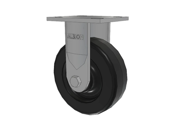 Albion Casters 6" x 2" Rigid Caster with Phenolic Wheel - USA-Made, 7.5" Height, 4" x 4.5" Top Plate, Model 16TM06201RHR60 Albion-Casters