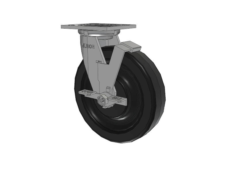 Albion Casters 8" x 2" USA-Made Side Locking Caster with Phenolic Wheel – 4" x 4.5" Top Plate, Heavy Duty Industrial Caster, Model 16TM08201SFBA Albion-Casters