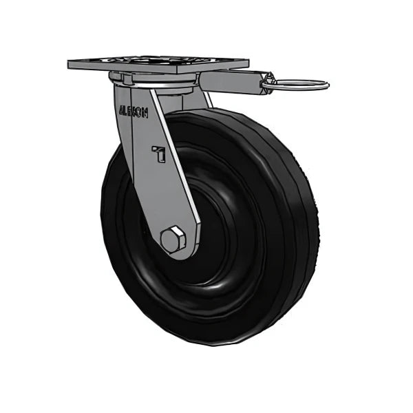 Heavy-Duty 8" Phenolic Wheel Caster with Swivel Lock & 4"x4.5" Plate - 1250 lb Capacity Albion-Casters