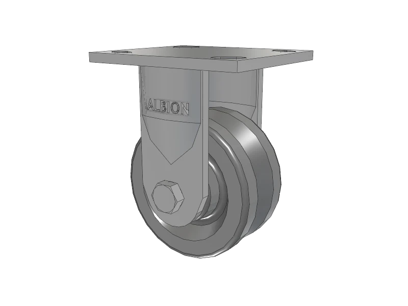 Albion Casters 4"x2" Rigid Caster with V-Groove Cast Iron Wheel - USA-Rig Model 16VG04201R for Industrial Equipment Albion-Casters