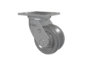 Albion 16VG04201S 4"x2" V-Groove Cast Iron Swivel Caster – 4"x4-1/2" Plate