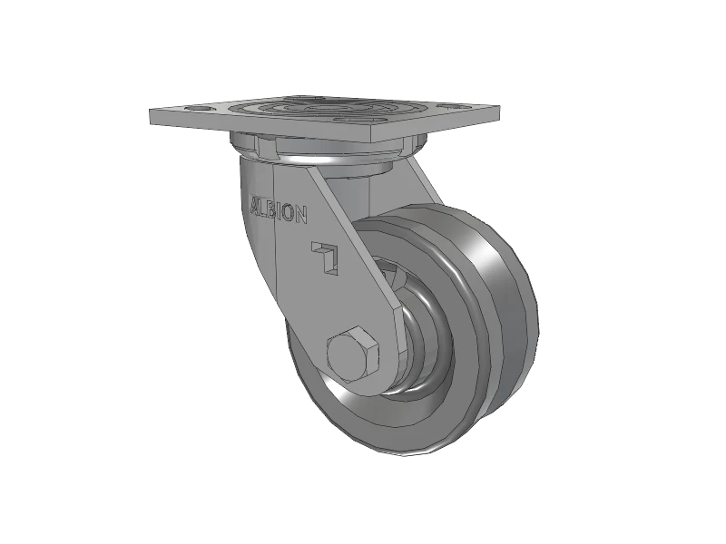 Albion Casters 4x2 USA-Rig Swivel Caster with V-Groove Cast Iron Wheel - Heavy-Duty Industrial Caster for Track Systems and Rails - Model 16VG04201S Albion-Casters